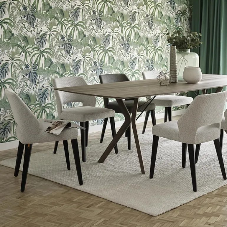 Lena Mobitec® Chaise ajourée en tissu et pieds bois style moderne