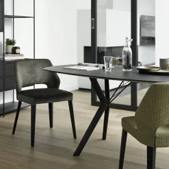 Lena Mobitec® Chaise ajourée en tissu et pieds bois style moderne