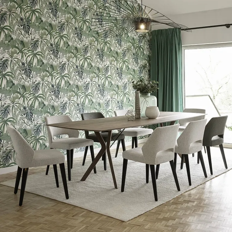 Lena Mobitec® Chaise ajourée en tissu et pieds bois style moderne