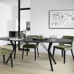 Lena Mobitec® Chaise ajourée en tissu et pieds bois style moderne