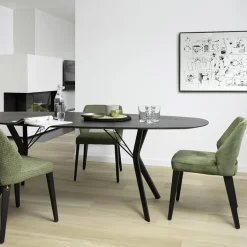 Lena Mobitec® Chaise ajourée en tissu et pieds bois style moderne