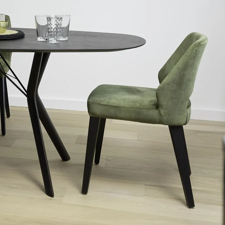 Lena Mobitec® Chaise ajourée en tissu et pieds bois style moderne