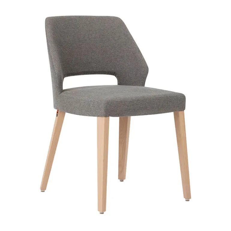 Lena Mobitec® Chaise ajourée en tissu et pieds bois style moderne