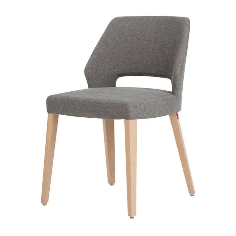 Lena Mobitec® Chaise ajourée en tissu et pieds bois style moderne