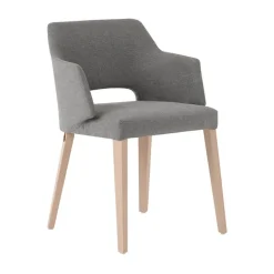Lena Mobitec® Fauteuil scandinave bois et tissu avec dossier ajouré