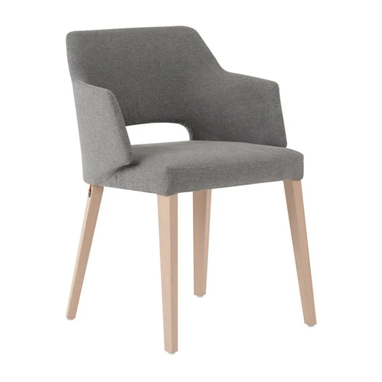 Lena Mobitec® Fauteuil scandinave bois et tissu avec dossier ajouré