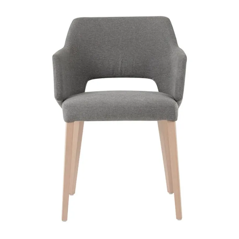 Lena Mobitec® Fauteuil scandinave bois et tissu avec dossier ajouré