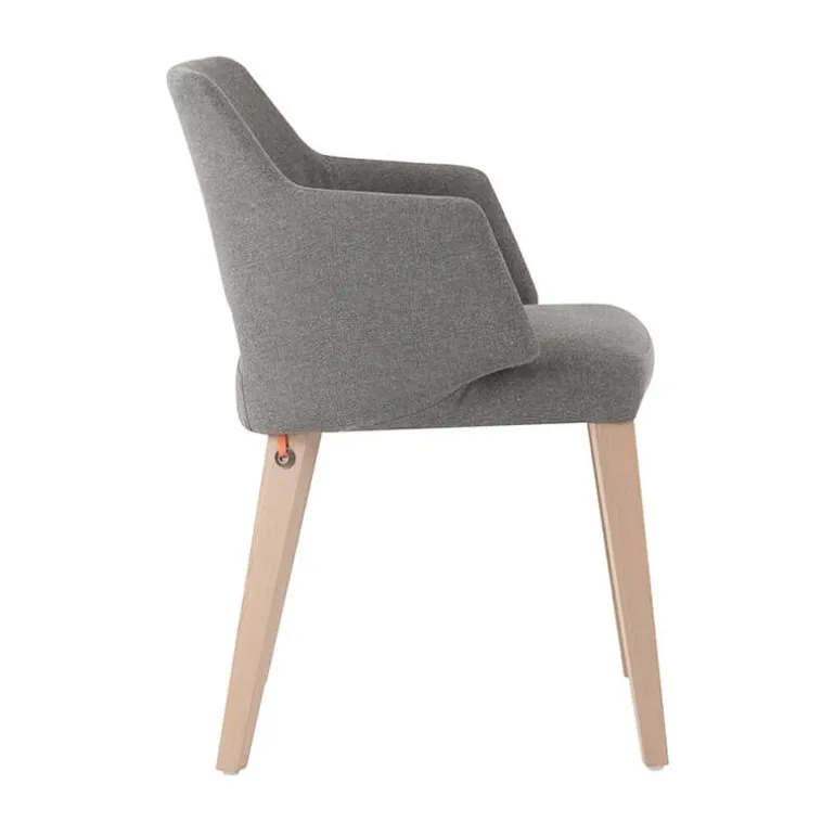 Lena Mobitec® Fauteuil scandinave bois et tissu avec dossier ajouré