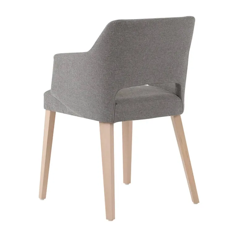 Lena Mobitec® Fauteuil scandinave bois et tissu avec dossier ajouré
