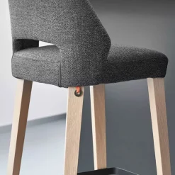 Lena Mobitec® Tabouret snack scandinave en tissu et bois avec dossier ajouré