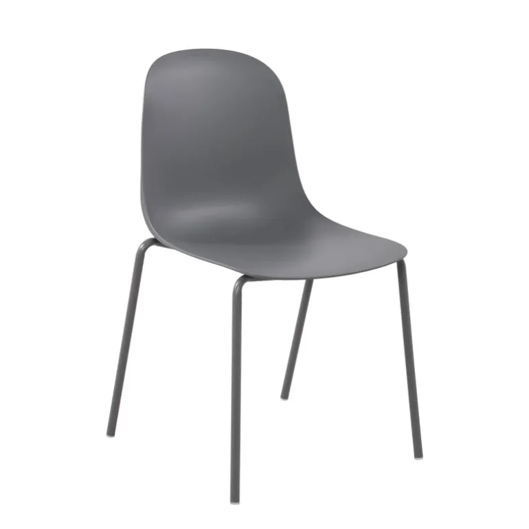 LilyChaise coque moderne empilable en polypropylène avec pieds en métal