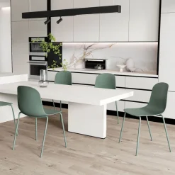 LilyChaise coque moderne empilable en polypropylène avec pieds en métal