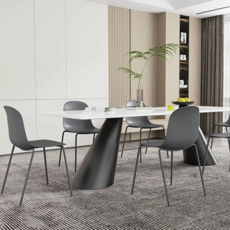 LilyChaise coque moderne empilable en polypropylène avec pieds en métal