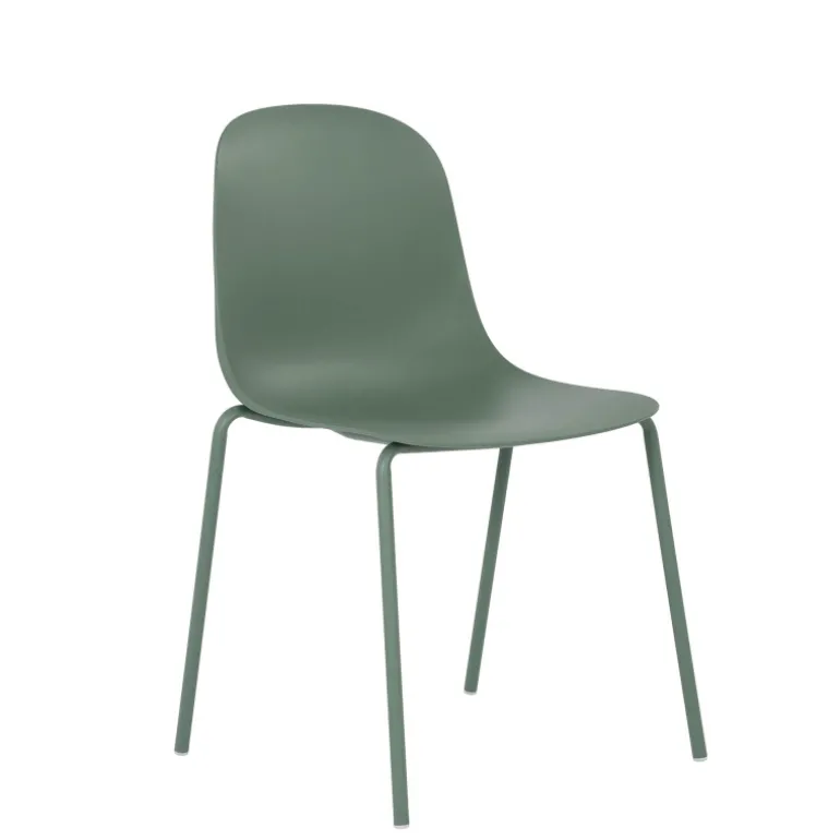 LilyChaise coque moderne empilable en polypropylène avec pieds en métal