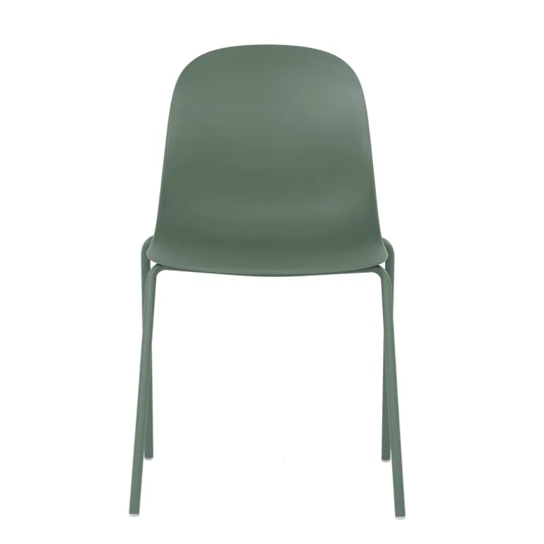 LilyChaise coque moderne empilable en polypropylène avec pieds en métal