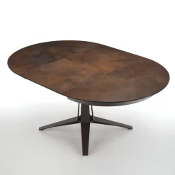 Link Midj® Table design ronde extensible en céramique pied central en métal