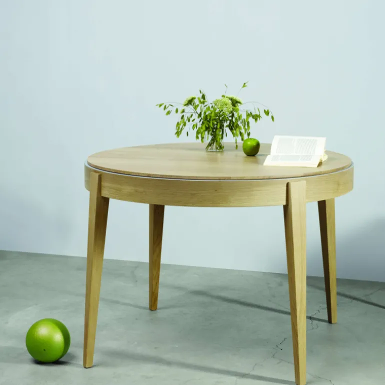 Liseré 355 Table ronde en bois massif avec allonges