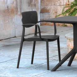 Loft Chaise de jardin micro perforée avec accoudoirs