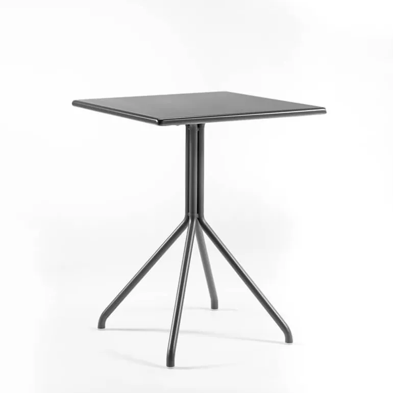 LOL Table de jardin carrée italienne en métal plateau composite