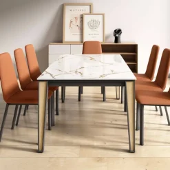 London Table en Dekton extensible avec pieds en métal et bois