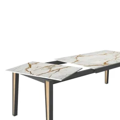 London Table en Dekton extensible avec pieds en métal et bois