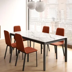 Lotus Table contemporaine en Dekton avec pieds en métal