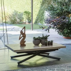 Lotus Table italienne rabattable et relevable en mélaminé avec pieds mikado