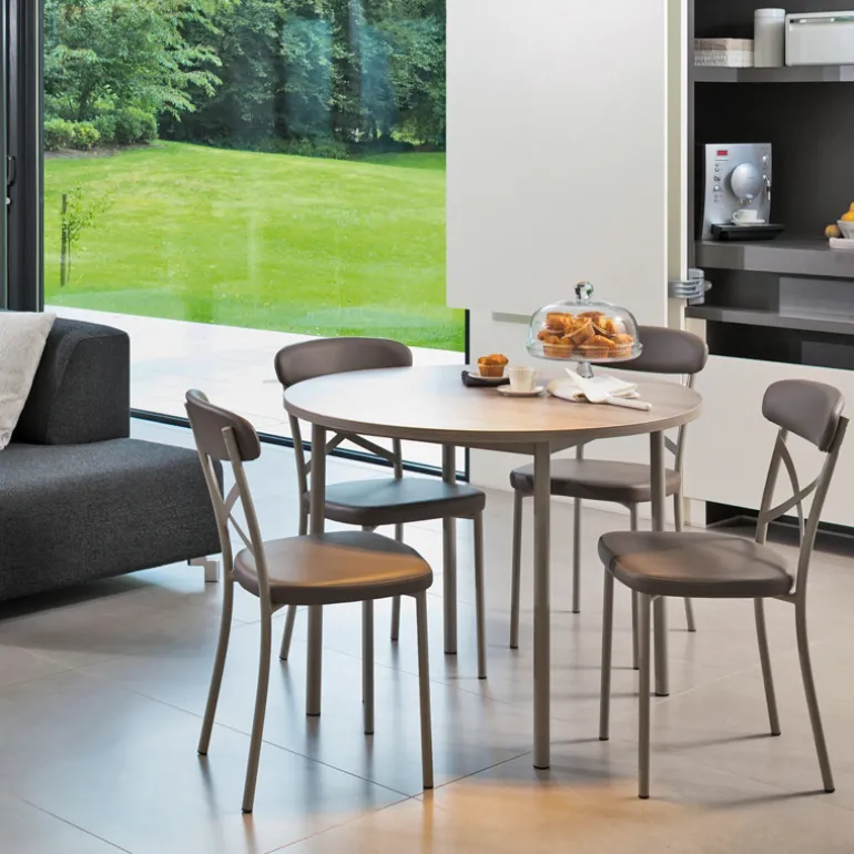 Lustra Table de cuisine ronde en stratifié