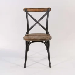 MadieChaise bistrot vintage en bois et métal noir patiné