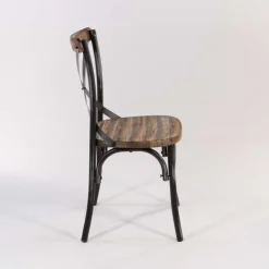 MadieChaise bistrot vintage en bois et métal noir patiné