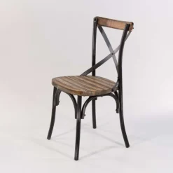 MadieChaise bistrot vintage en bois et métal noir patiné