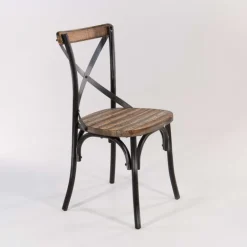 MadieChaise bistrot vintage en bois et métal noir patiné