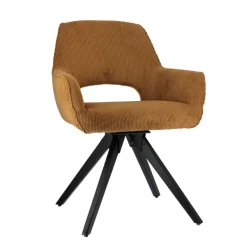 Marius Fauteuil cocooning pivotant en tissu avec pieds bois