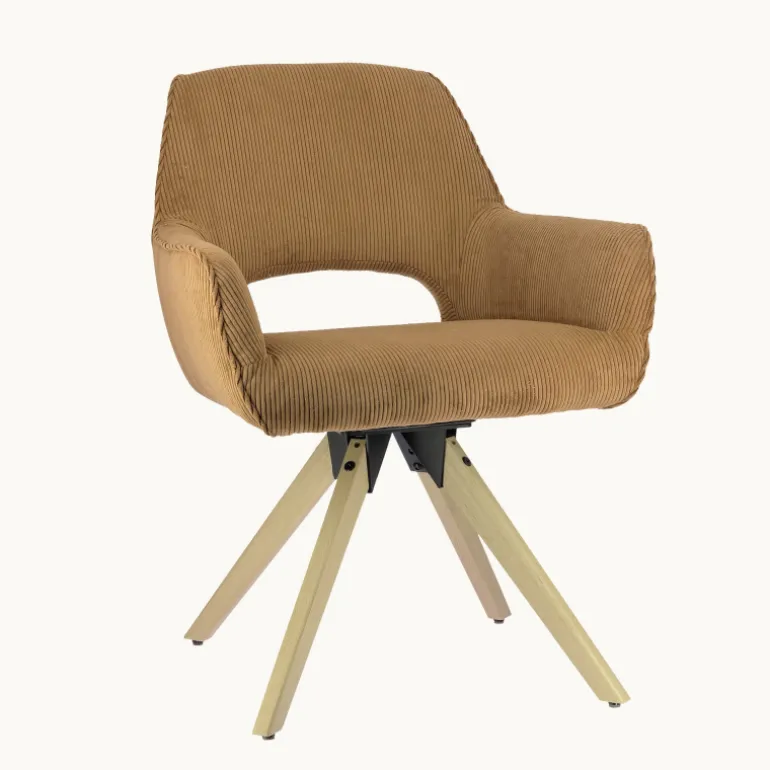 Marius Fauteuil cocooning en tissu avec pieds bois massif