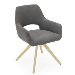 Marius Fauteuil cocooning en tissu avec pieds bois massif