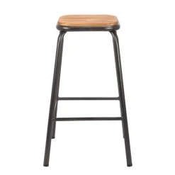 MaxTabouret snack industriel sans dossier en métal assise bois