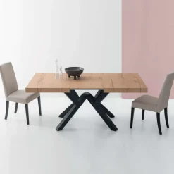 Mikado Connubia© Table extensible design en mélaminé avec pieds en bois