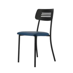 Miro 2 Chaise de cuisine en simili rembourrée avec pieds et dossier strié en métal