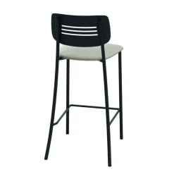 Miro Tabouret snack de cuisine en simili rembourré avec dossier strié en métal