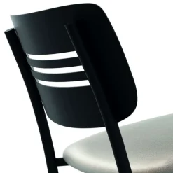 Miro Tabouret snack de cuisine en simili rembourré avec dossier strié en métal