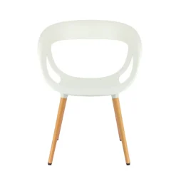 Moema Fauteuil design italien coque ajourée en technopolymère et pieds en bois