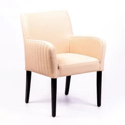 Moritz line Fauteuil de salon confortable avec dos matelassé et pieds en bois