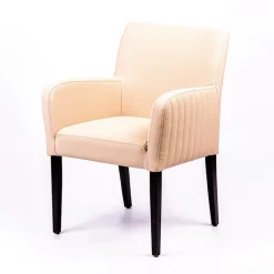 Moritz line Fauteuil de salon confortable avec dos matelassé et pieds en bois