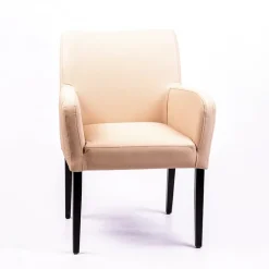 Moritz line Fauteuil de salon confortable avec dos matelassé et pieds en bois