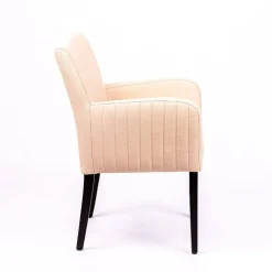 Moritz line Fauteuil de salon confortable avec dos matelassé et pieds en bois