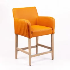 Moritz line Tabouret snack avec accoudoirs et dos matelassé pieds en bois