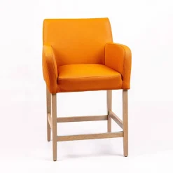 Moritz line Tabouret snack avec accoudoirs et dos matelassé pieds en bois