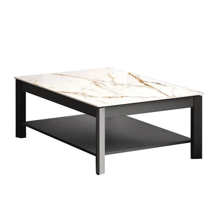 Multiplus Mini Table basse rectangulaire en Dekton avec double plateau