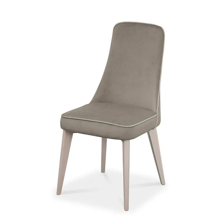 Nadine Chaise de salle à manger en tissu et pieds en bois fabriquée en Italie