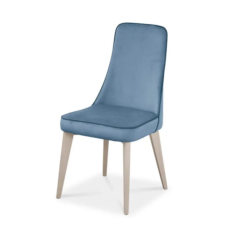 Nadine Chaise de salle à manger en tissu et pieds en bois fabriquée en Italie